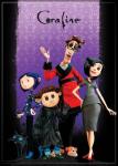 Coraline Animated Movie Family Portrait on Purple Refrigerator Magnet NEW UNUSED