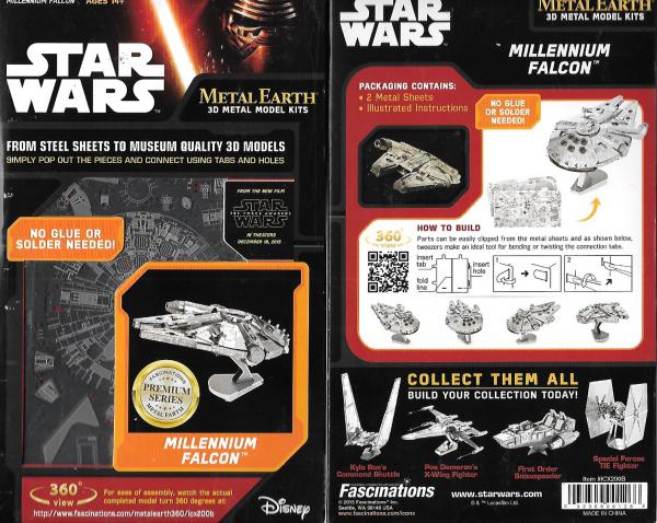 Star Wars Millennium Falcon Metal Earth 3-D Laser Cut Steel Large Model Kit NEW
