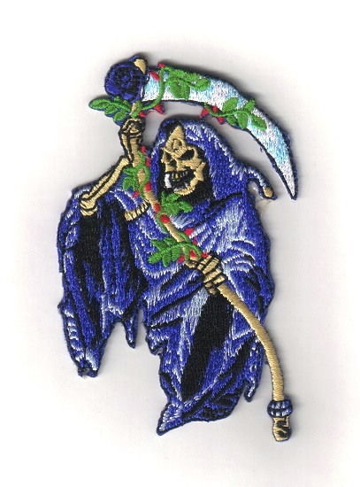 Grim Reaper of Death Figure with Scythe DieCut Embroidered Patch NEW UNUSED picture