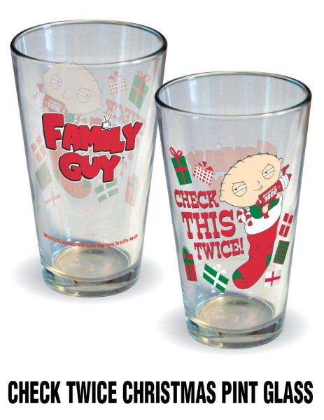 The Family Guy Christmas Check This Twice 16 oz Illustrated Pint Glass NEW