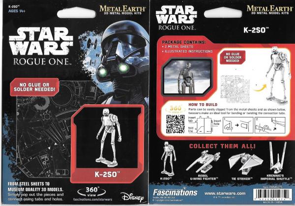 Star Wars Rogue One Movie K-2S0 Enforcer Droid Metal Earth Steel Model Kit NEW picture