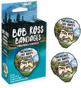 Bob Ross The Joy of Painting Just Happy Accidents Box of 18 Illustrated Bandages