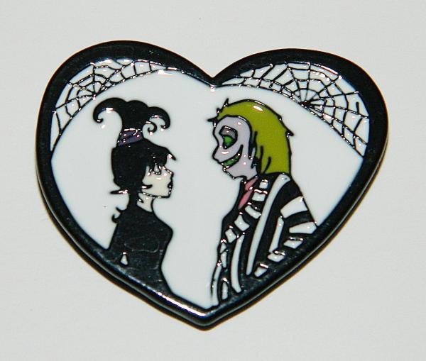 Beetlejuice Animated TV Series Beetlejuice and Lydia Heart Enamel Metal Pin NEW