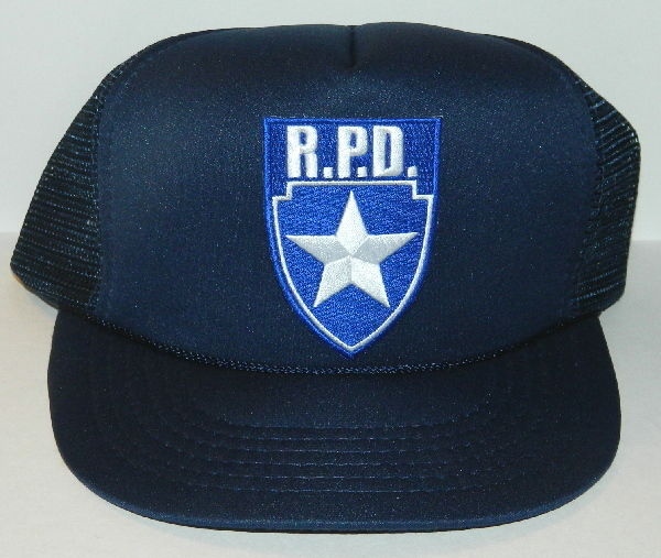Resident Evil R.P.D. Silver Star Blue Logo Shield Patch on Blue Baseball Cap Hat picture