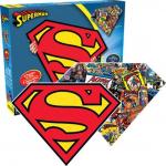 Superman Chest Logo and Comic Collage 600 Piece Die-Cut Two-Sided Jigsaw Puzzle