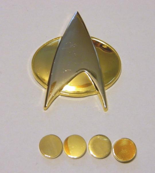 Star Trek: The Next Generation Captain Communicator and Rank Pips Pin Set NEW