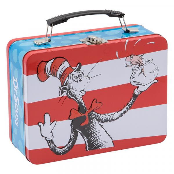 Dr. Seuss Characters Plus Cat In The Hat Large Carry All Tin Tote Lunchbox NEW picture