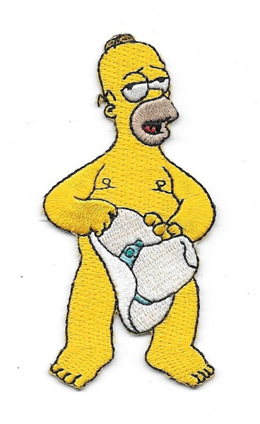 Simpsons Homer Simpson Naked with Hat Embroidered Patch, NEW UNUSED
