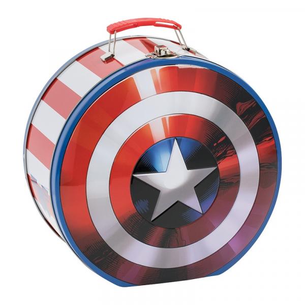 Marvel Comics Captain America Shield Shaped Large Tin Tote NEW UNUSED