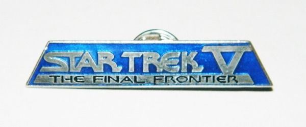 Star Trek V: The Final Frontier Name Logo Blue Metal Cloisonne Pin 1989, UNUSED