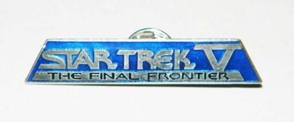 Star Trek V: The Final Frontier Name Logo Blue Metal Cloisonne Pin 1989, UNUSED picture