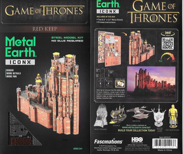 Game of Thrones Red Keep Castle Metal Earth ICONX 3D Steel Model Kit NEW SEALED picture