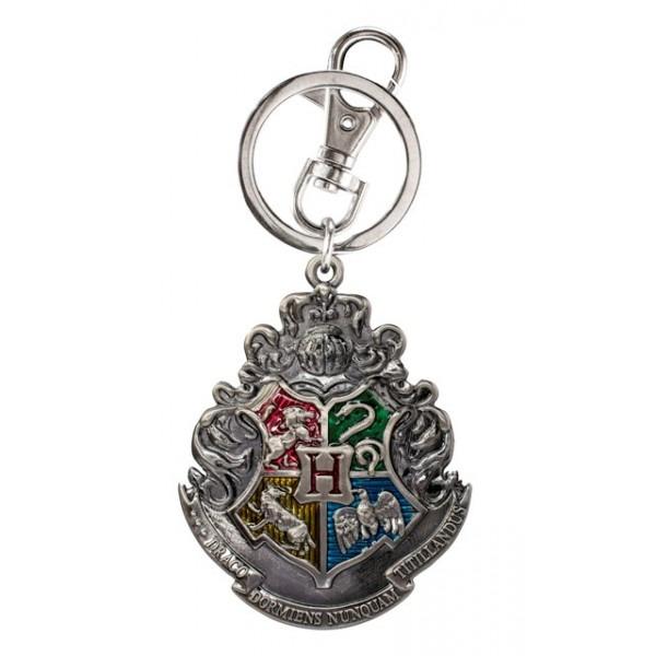 Harry Potter Hogwarts School Crest Logo Colored Pewter Metal Key Ring Key Chain picture