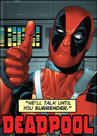 Marvel Comics Deadpool Talk Until You Surrender Comic Art Refrigerator Magnet