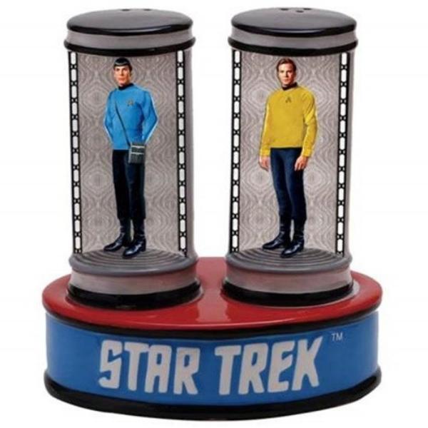 Classic Star Trek Kirk and Spock in Transporter Salt and Pepper Shakers Set NEW