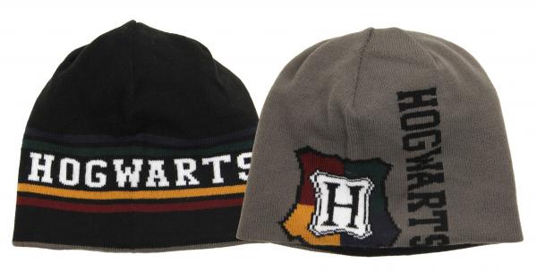 Harry Potter Hogwarts Reversible Knit Beanie Hat with Crest Logo NEW UNWORN