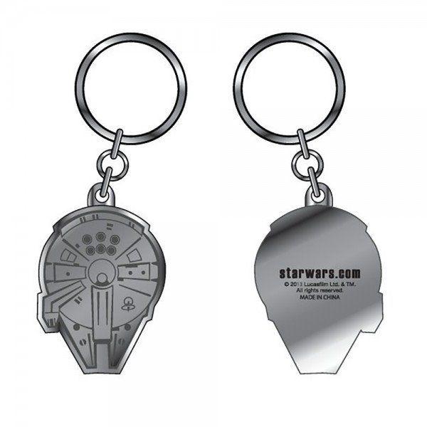 Star Wars Millennium Falcon Die-Cut Silver Metal Enamel Keychain NEW UNUSED picture