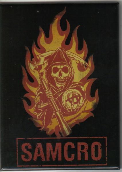 Sons of Anarchy SAMCRO Reaper Logo in Flames Refrigerator Magnet, NEW UNUSED