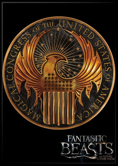 Fantastic Beasts Movie MACUSA Gold Logo Refrigerator Magnet Harry Potter UNUSED