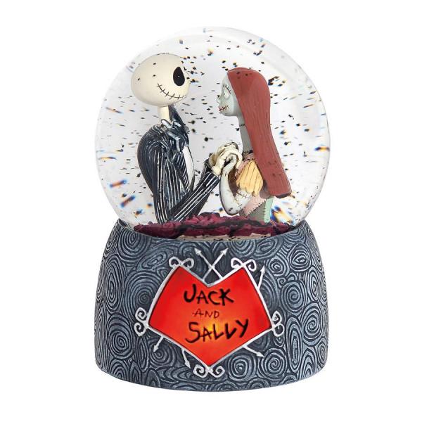The Nightmare Before Christmas Jack and Sally Holding Hands 5.9" Water Globe NEW