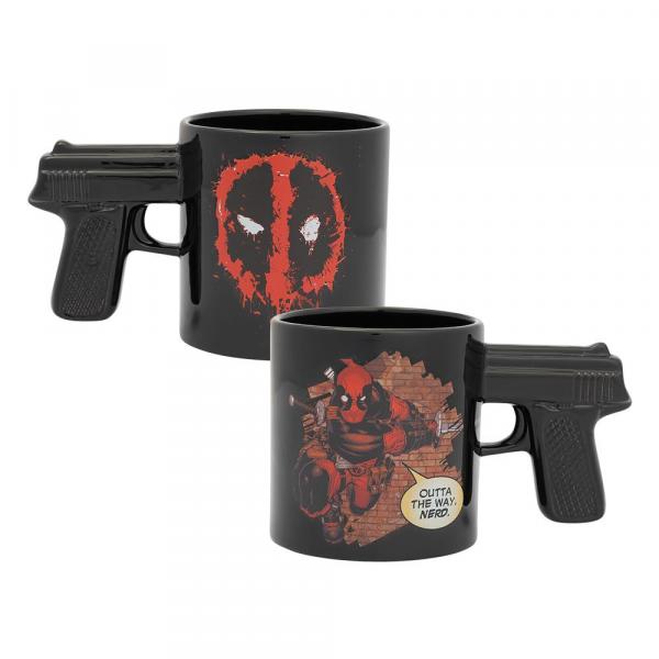 Marvel Comics Deadpool Sculpted Pistol Handle 20 oz Ceramic Coffee Mug UNUSED picture