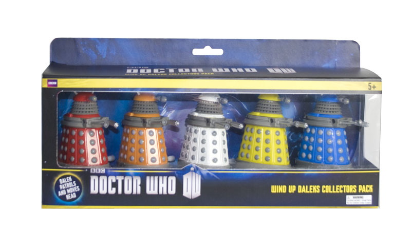 Doctor Who Wind Up Patrolling Daleks Collectors Set of 5 British Toy, NEW SEALED