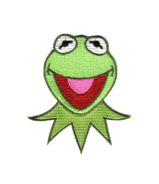 Muppets TV Show Kermit the Frog Face Embroidered Patch, NEW UNUSED