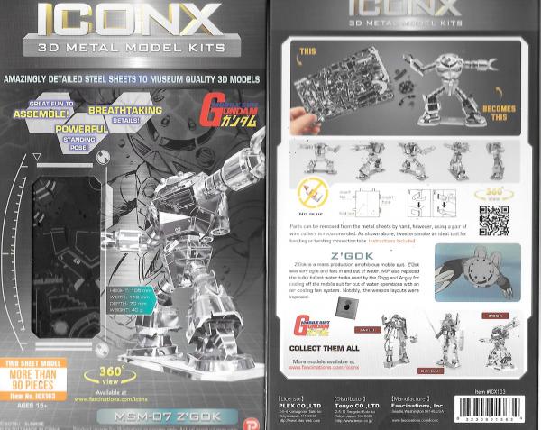 Mobile Suit Gundam MSM-07 Z'GOK Metal Earth ICONX 3D Steel Model Kit NEW SEALED