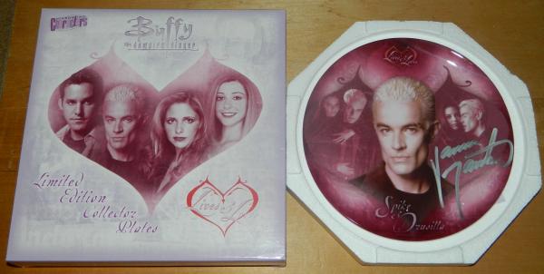 Buffy Ltd Num Spike & Druscilla China Plate w/ Spike Autograph 2004, NEW UNUSED