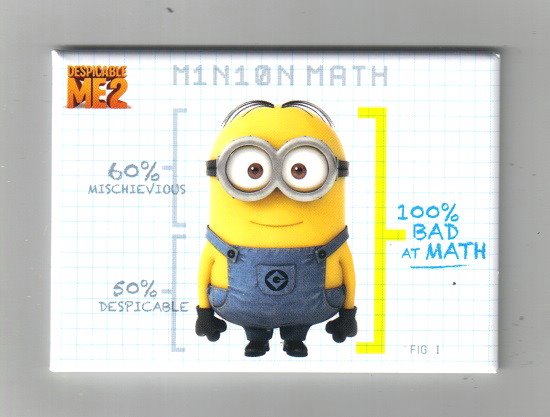 Despicable Me Movie Carl and Minion Math Refrigerator Magnet, NEW UNUSED