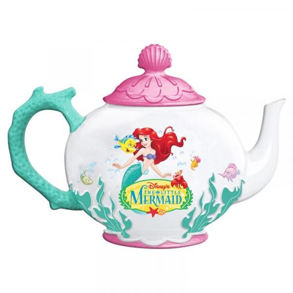 Walt Disney's The Little Mermaid Ariel and Flounder 48 oz Ceramic Teapot BOXED picture