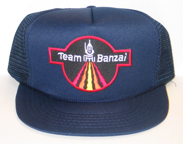 Buckaroo Banzai Team Banzai Logo Embroidered Patch on a Black Baseball Cap Hat picture