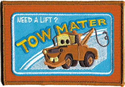 Walt Disney's Cars Movie Tow Mater Figure Embroidered Patch, NEW Out of Print