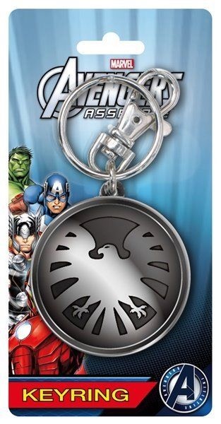 Avengers Assemble TV Series S.H.I.E.L.D. Logo Pewter Key Ring Keychain, UNUSED
