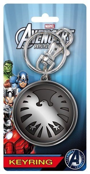 Avengers Assemble TV Series S.H.I.E.L.D. Logo Pewter Key Ring Keychain, UNUSED picture