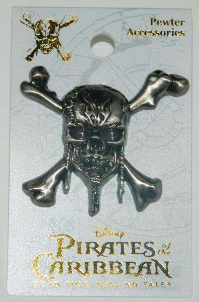 Disneys Pirates of the Caribbean Skull Logo Deluxe Metal Pewter Pin NEW UNUSED picture