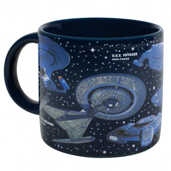 Starships of Star Trek Television Black Ceramic Wrap-Around Design 12 oz Mug NEW picture