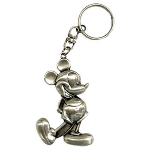 Walt Disney Classic Mickey Standing Figure Pewter Key Ring Key Chain, NEW UNUSED