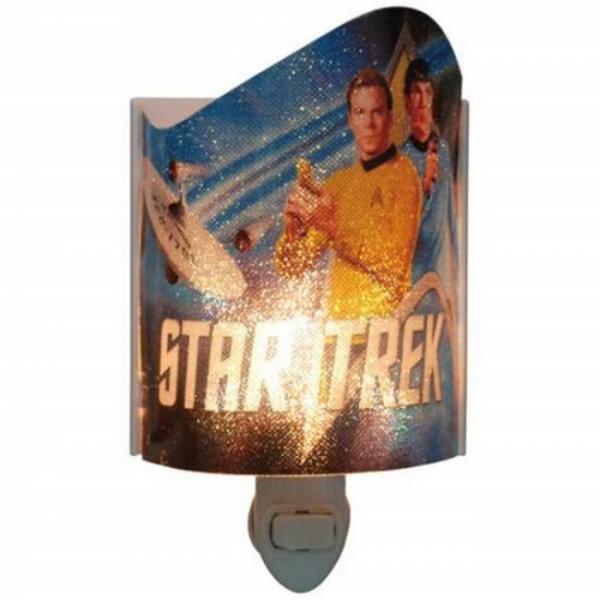 Classic Star Trek Kirk Spock and the Enterprise Acrylic NightLight, NEW UNUSED