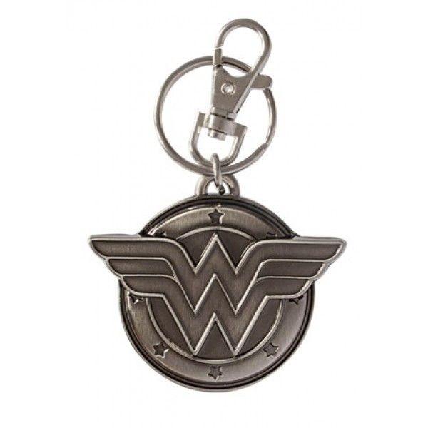 DC Comics Wonder Woman 3D "WW" Chest Logo Metal Pewter Key Ring Keychain NEW UNUSED picture