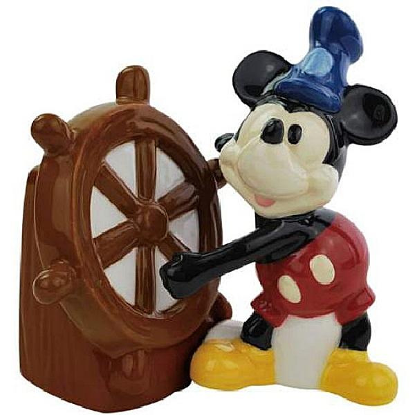 Mickey Mouse as Steamboat Willie Ceramic Salt and Pepper Shakers Set NEW UNUSED picture