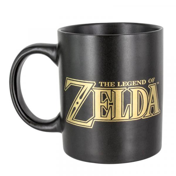 Nintendo Zelda Hyrule Triforce Logo 10 oz Black Ceramic Coffee Mug NEW UNUSED picture