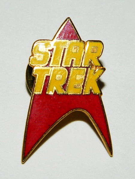 Star Trek Classic Red Command Insignia and Name Metal Enamel Pin 1986 NEW UNUSED