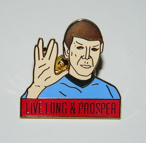 Star Trek Classic TV Series Mr. Spock Live Long & Prosper Metal Pin 1988 UNUSED