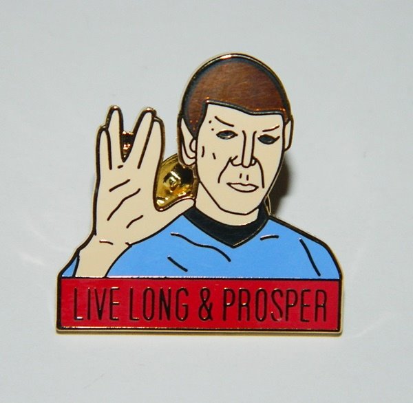 Star Trek Classic TV Series Mr. Spock Live Long & Prosper Metal Pin 1988 UNUSED picture