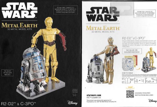 Star Wars R2-D2 and C-3PO Colored Metal Earth Steel Model Deluxe Set #MMG276 NEW