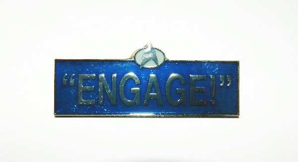 Star Trek: The Next Generation Picard Phrase "Engage" Enamel Metal Pin 1993 NEW