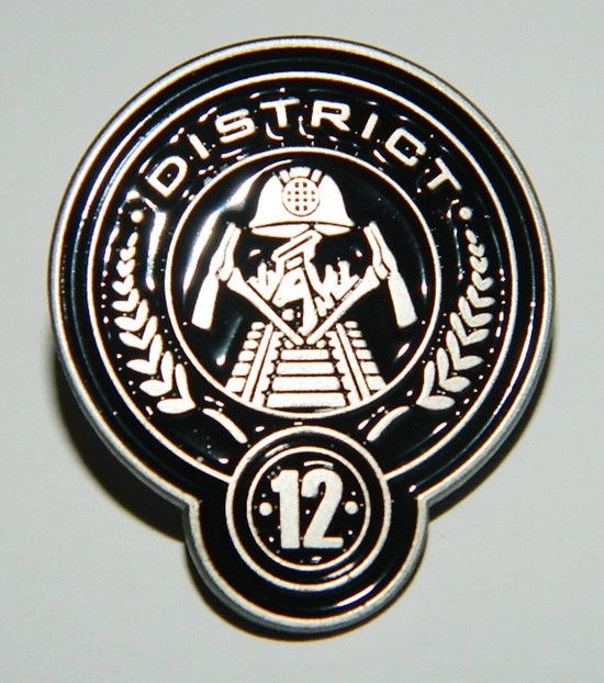 The Hunger Games Movie District 12 Logo Metal Enamel Die-Cut Pin, NEW UNUSED picture