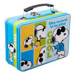 Peanuts Snoopy as Joe Cool Large Carry All 2 Sided Tin Tote Lunchbox NEW UNUSED