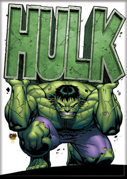 Marvels The Incredible Hulk Holding Name Comic Art Refrigerator Magnet UNUSED